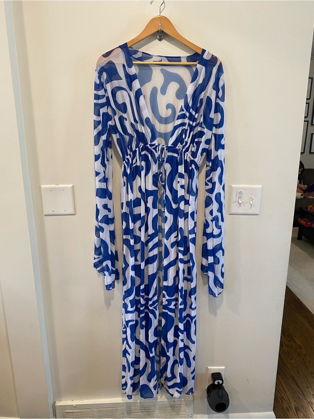 Mesh sheer flared sleeve kimono long cardigan women’s size large boho festival